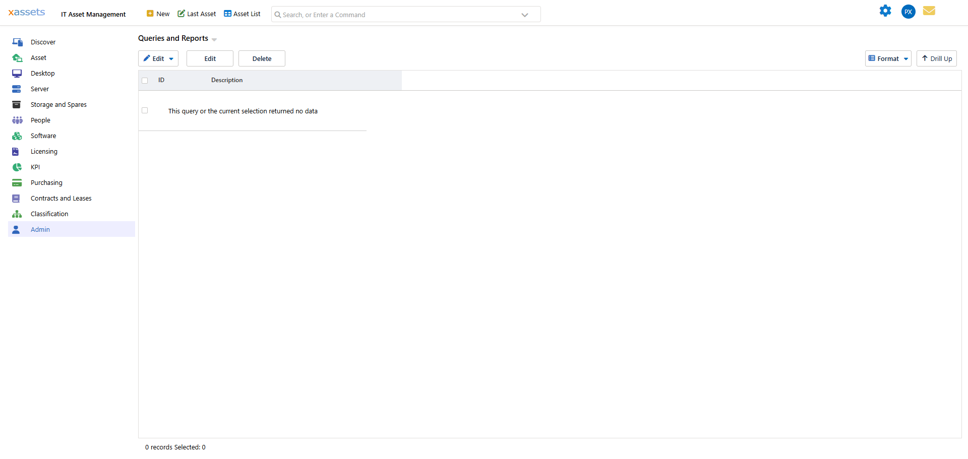 The Queries and Reports list