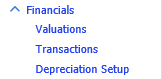 Financials navigation links in the left-hand panel