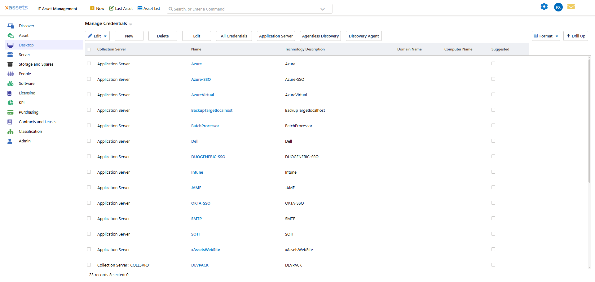 Credential Packs configuration screen