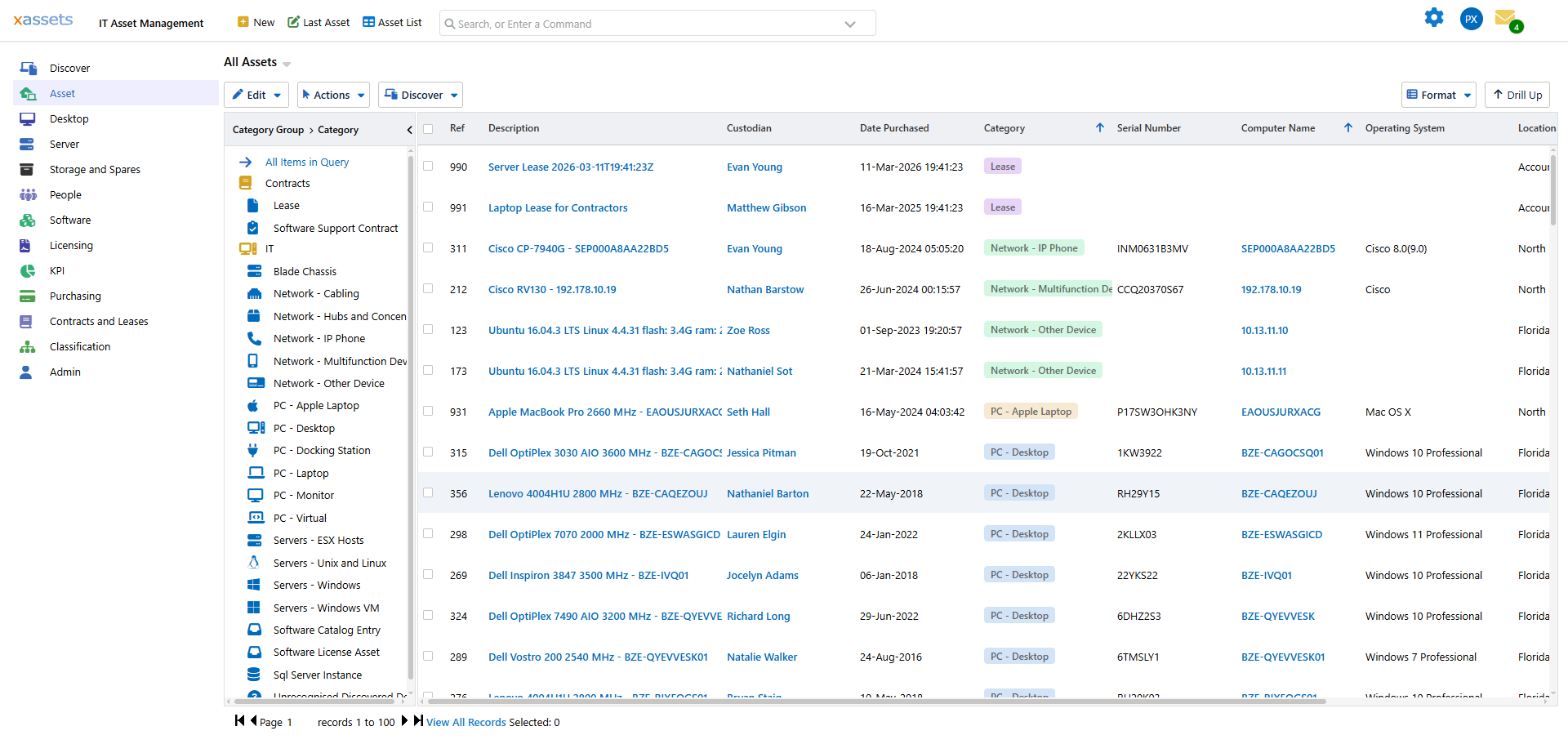 Search results screen with query results and toolbar options