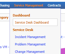 Service Desk menu navigation
