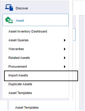 Standard import screen